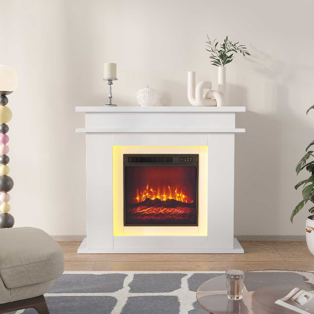 Yelenaro Elektrokamin 39" mit Heizung, 3D-Flamme & LED-Ambientelicht