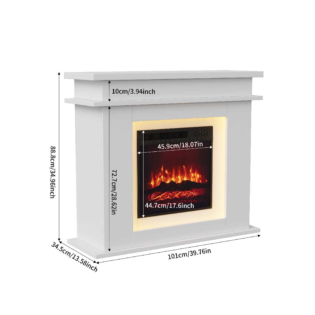 Yelenaro Elektrokamin 39" mit Heizung, 3D-Flamme & LED-Ambientelicht