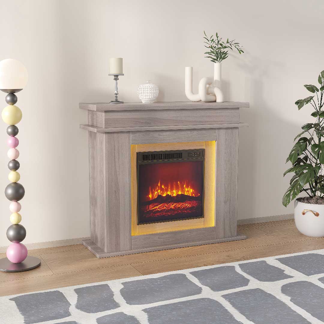 Yelenaro Elektrokamin 39" mit Heizung, 3D-Flamme & LED-Ambientelicht