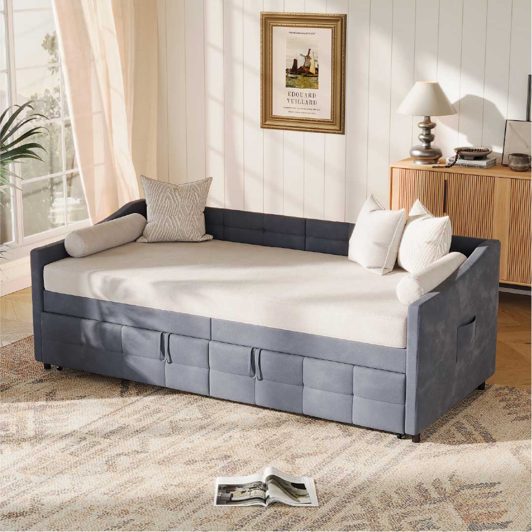 Yelenaro Ausziehbares Schlafsofa mit Lattenrost – 2-in-1 Sofa Bett 90×200