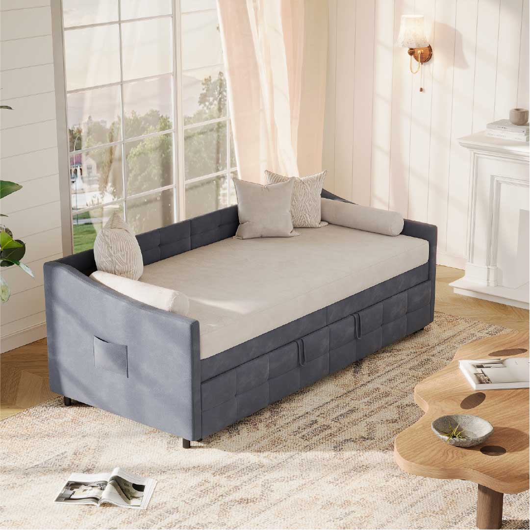 Yelenaro Ausziehbares Schlafsofa mit Lattenrost – 2-in-1 Sofa Bett 90×200