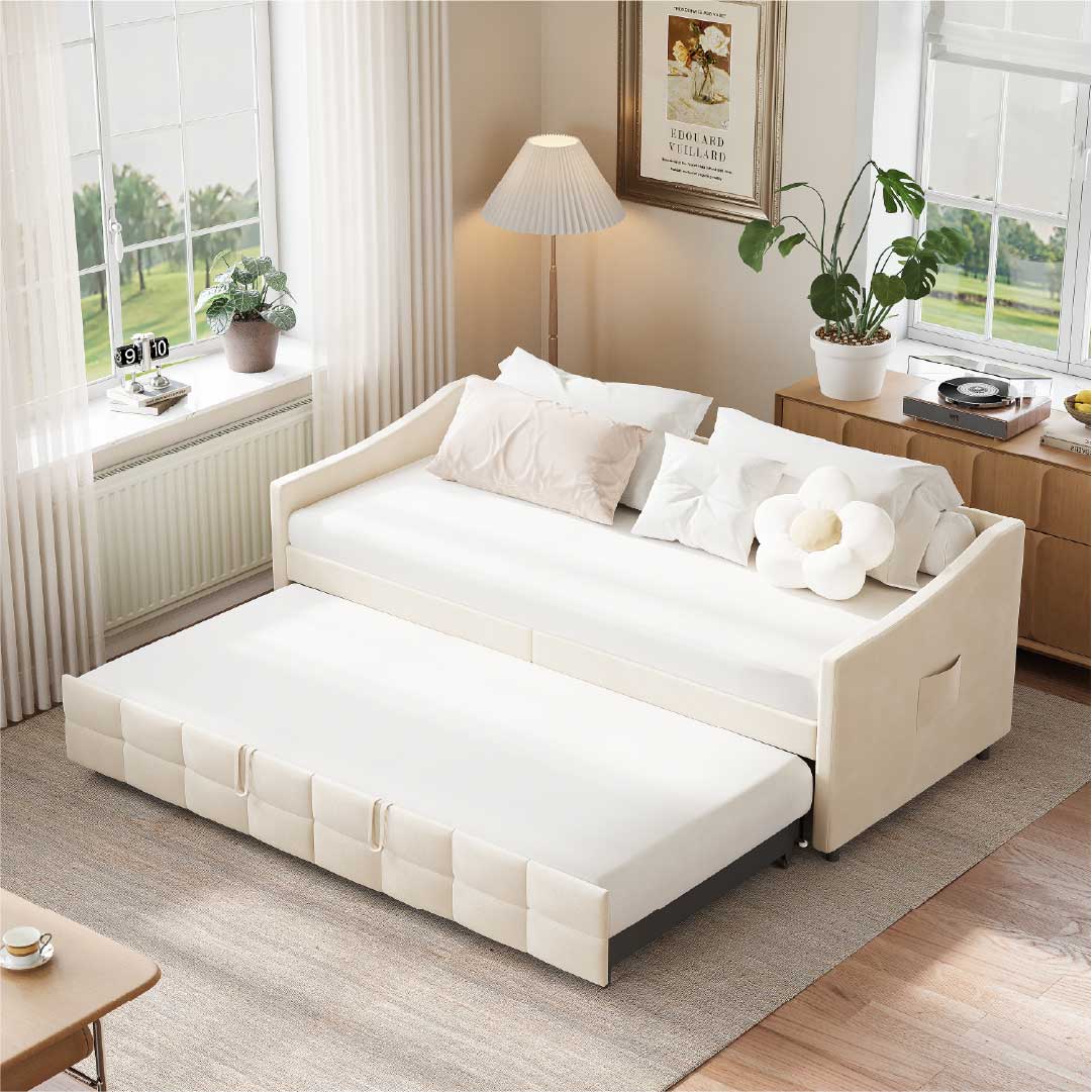 Yelenaro Ausziehbares Schlafsofa mit Lattenrost – 2-in-1 Sofa Bett 90×200