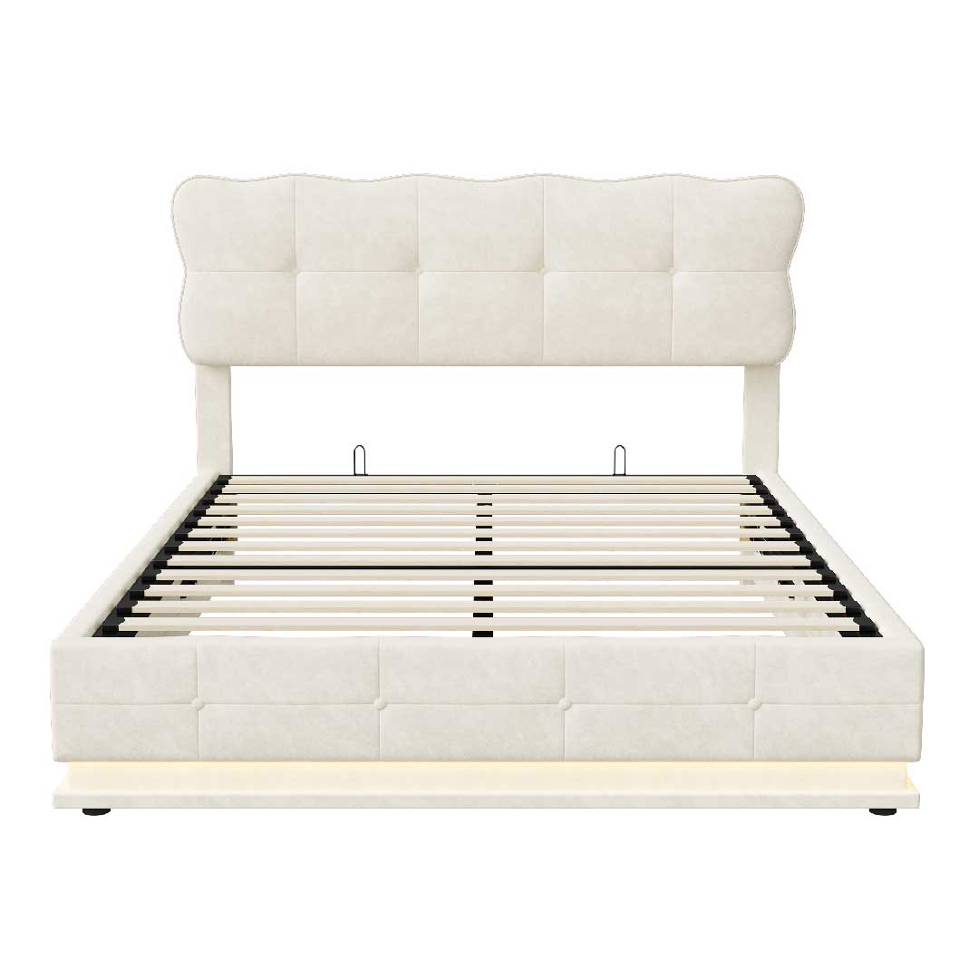 Yelenaro Polsterbett mit LED & Stauraum – Samt & Hydrauliksystem