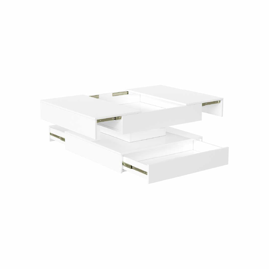 Yelenaro LED Couchtisch 78x78 cm mit Stauraum & 2 Schubladen