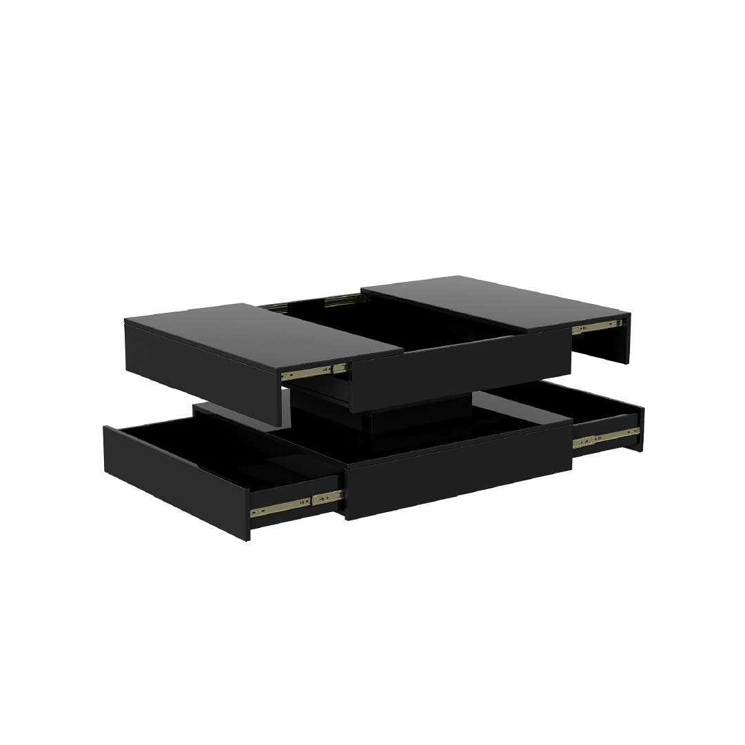 Yelenaro LED Couchtisch 78x78 cm mit Stauraum & 2 Schubladen