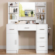 Yelenaro L-förmiger Schminktisch mit LED-Spiegel & Steckdose