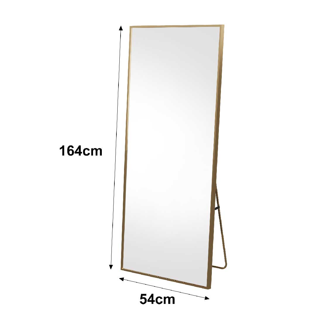 Yelenaro Standspiegel 164 × 54 cm aus gehärtetem Sicherheitsglas, schlanker Aluminiumrahmen, geeignet als Ganzkörperspiegel