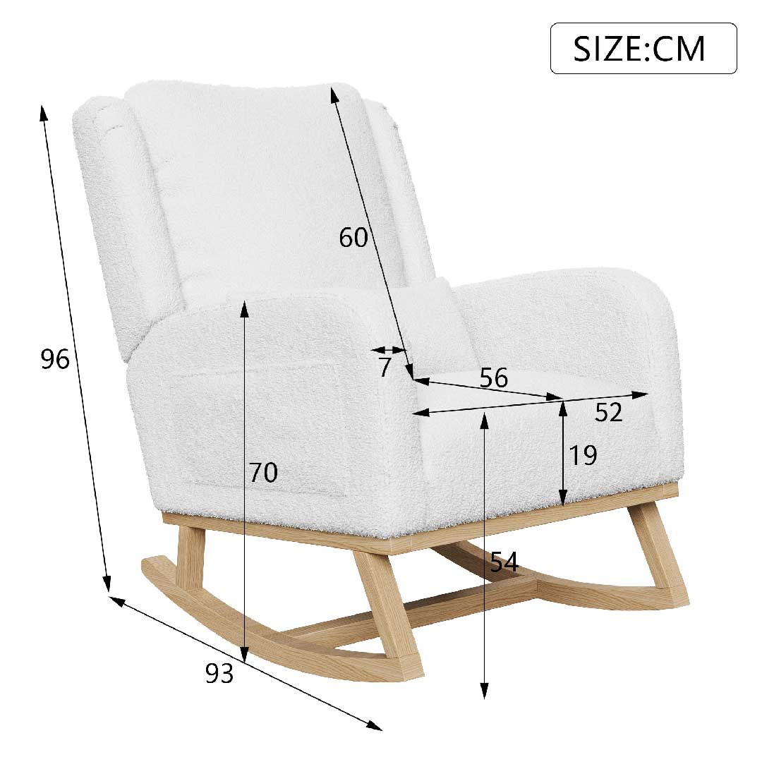 Yelenaro Schaukelstuhl mit Kissen – Teddy Relaxsessel aus Holz & Samt und ergonomisch