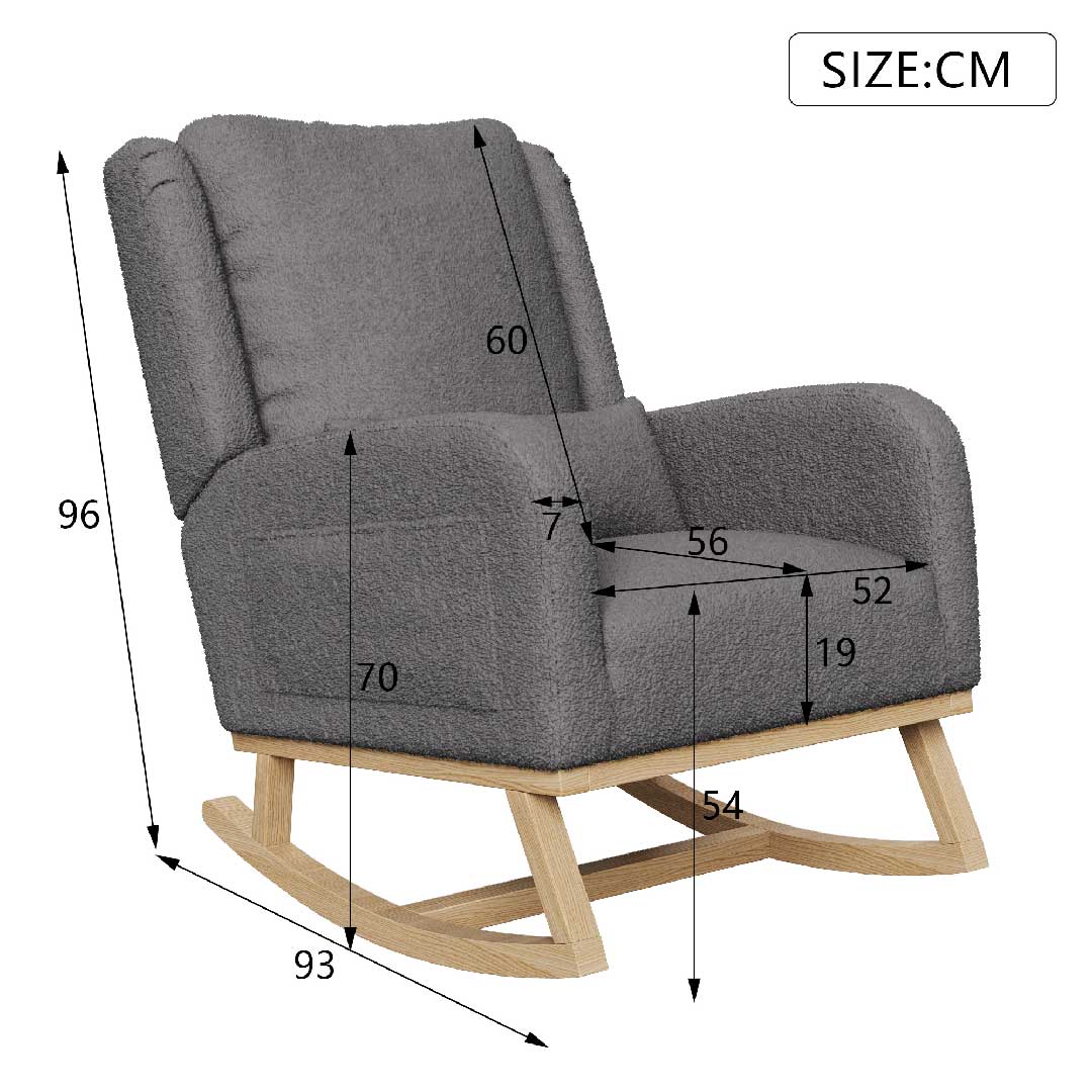 Yelenaro Schaukelstuhl mit Kissen – Teddy Relaxsessel aus Holz & Samt und ergonomisch