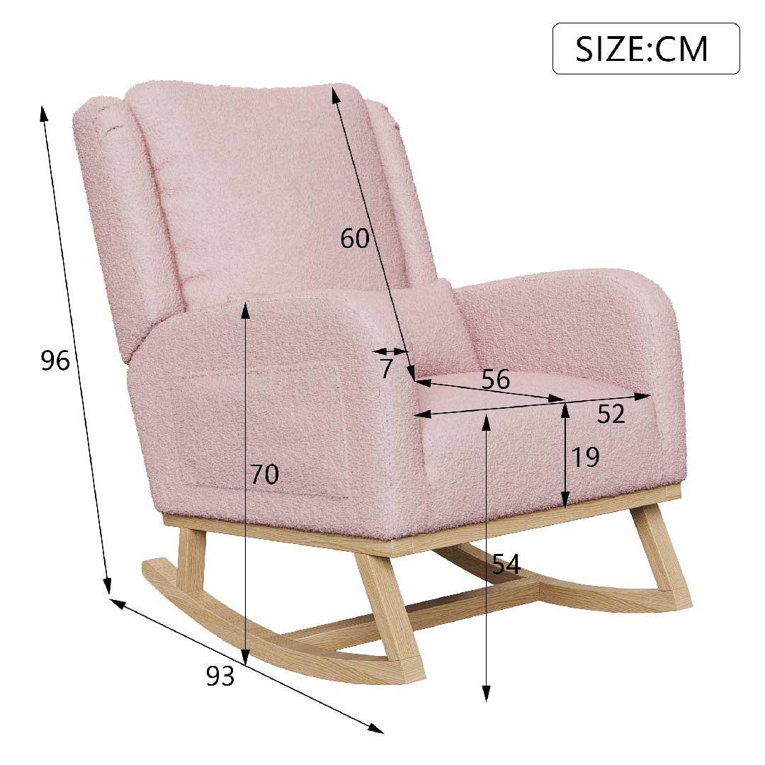 Yelenaro Schaukelstuhl mit Kissen – Teddy Relaxsessel aus Holz & Samt und ergonomisch