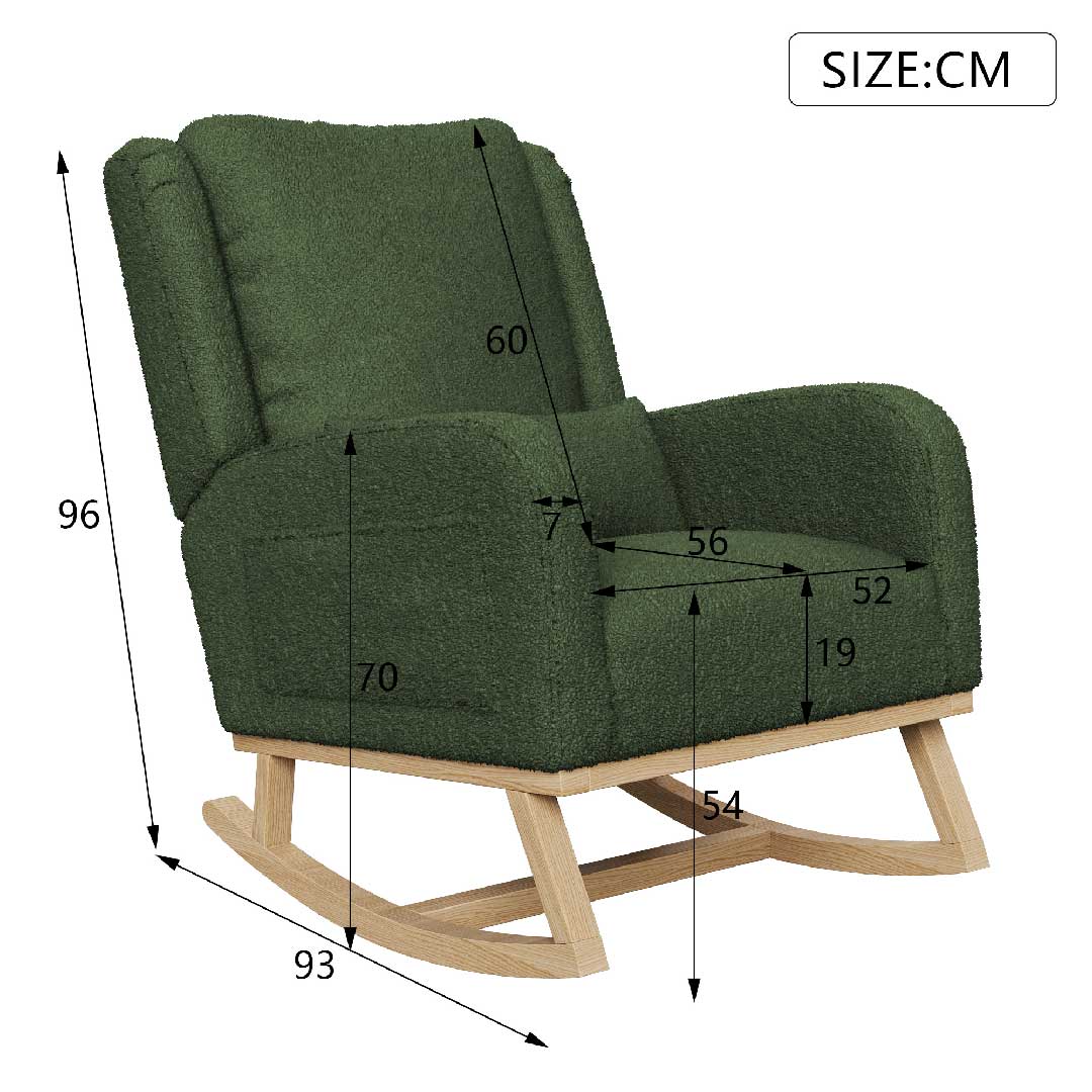 Yelenaro Schaukelstuhl mit Kissen – Teddy Relaxsessel aus Holz & Samt und ergonomisch