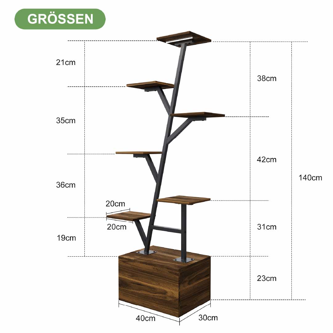 Yelenaro 6-Stufiger Pflanzenständer mit Vollspektrum LED, Timer & Stauraum – 2er-Set