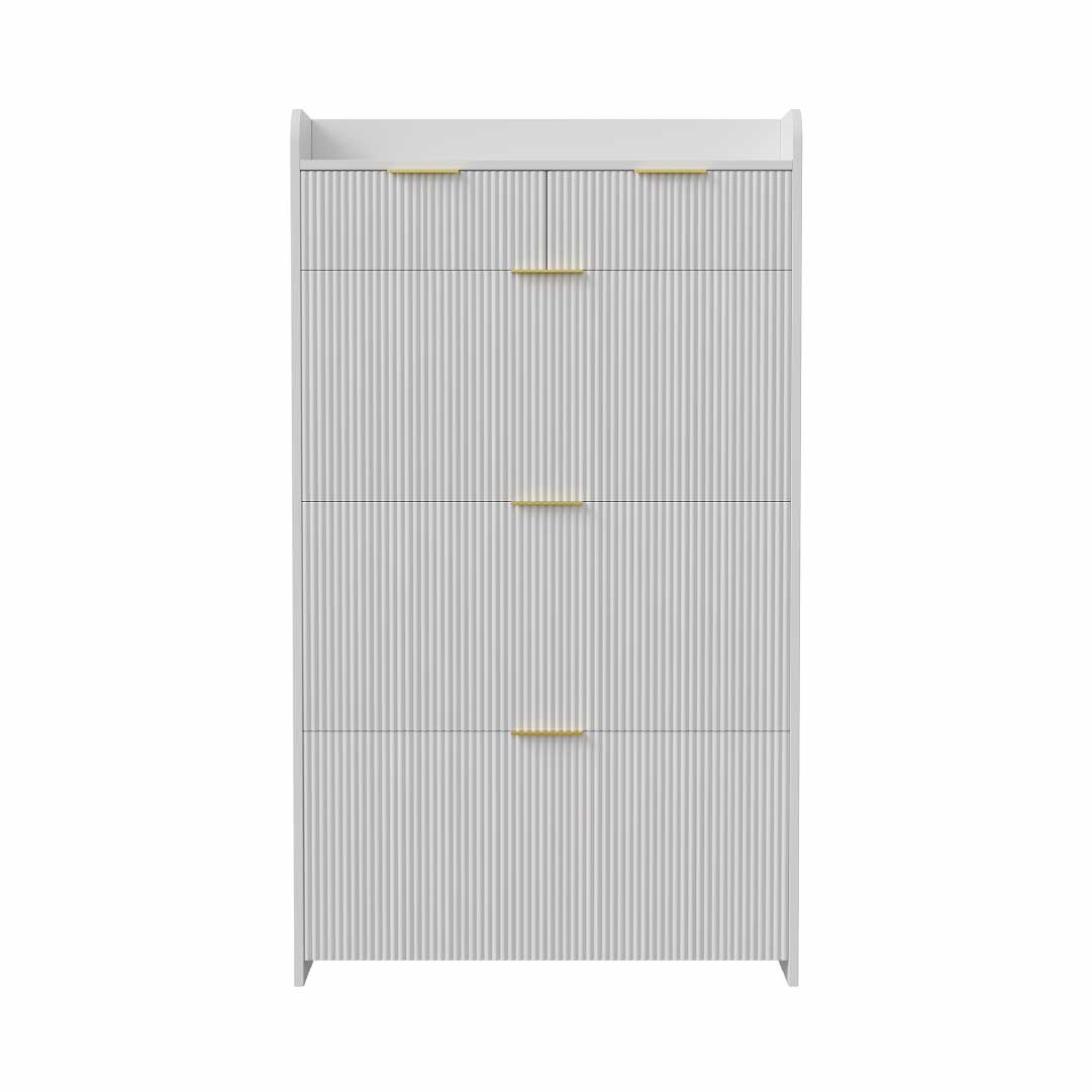 Yelenaro Schuhschrank mit 3 Klappen & 2 Schubladen – 77x24x133 cm