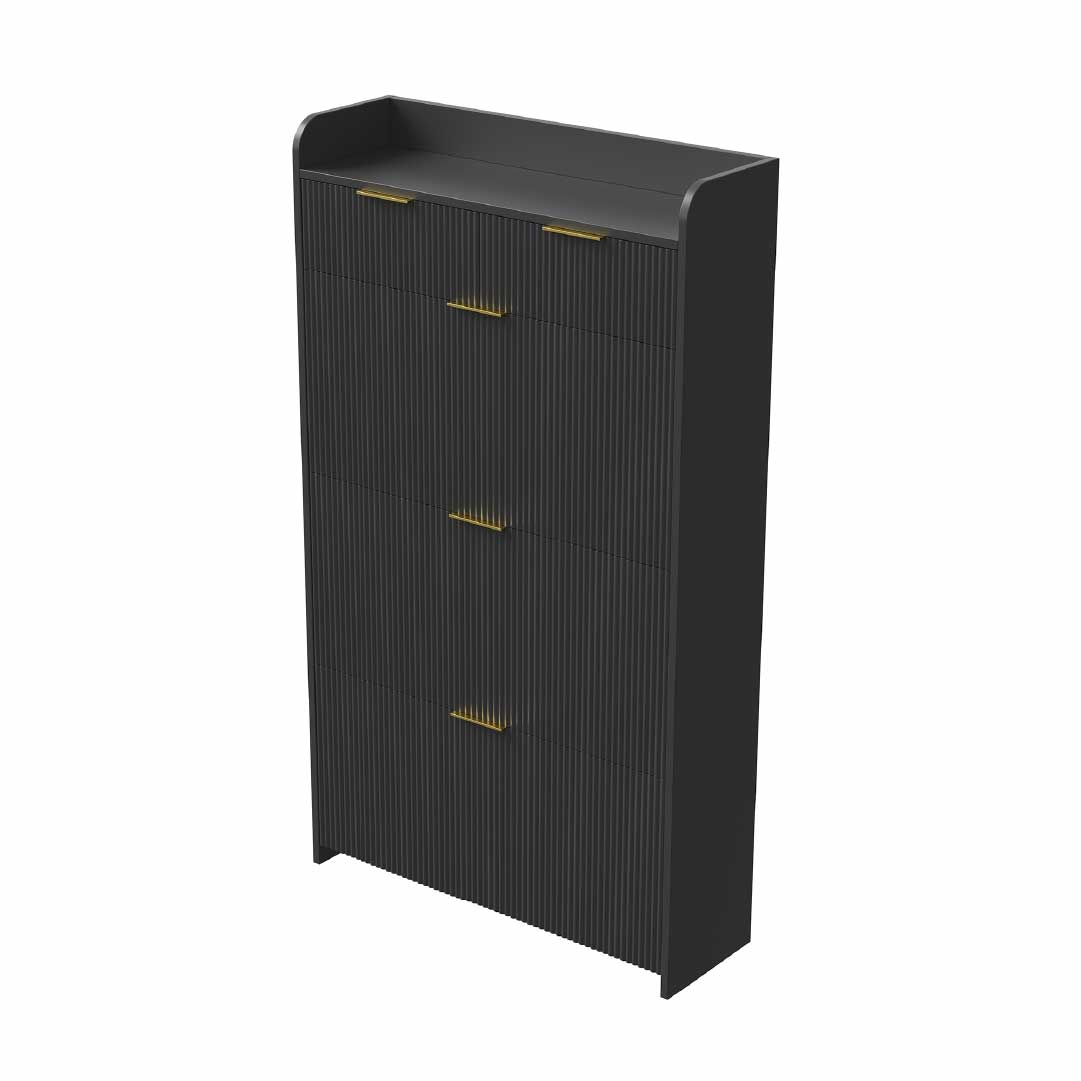 Yelenaro Schuhschrank mit 3 Klappen & 2 Schubladen – 77x24x133 cm