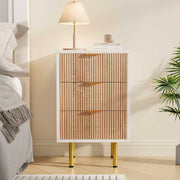 Yelenaro Nachttisch-Set 2er (3 Schubladen) – Modern in Weiß & Holzoptik