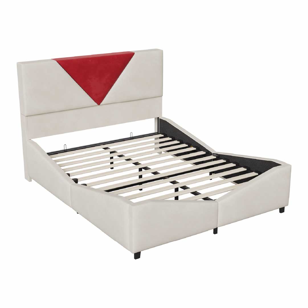 Yelenaro LED Polsterbett mit Gasdruck & Stauraum 140/160x200