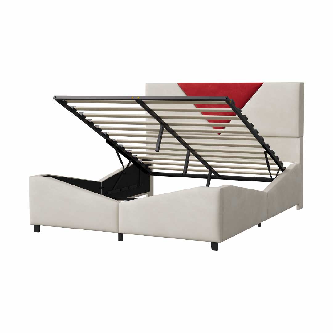 Yelenaro LED Polsterbett mit Gasdruck & Stauraum 140/160x200