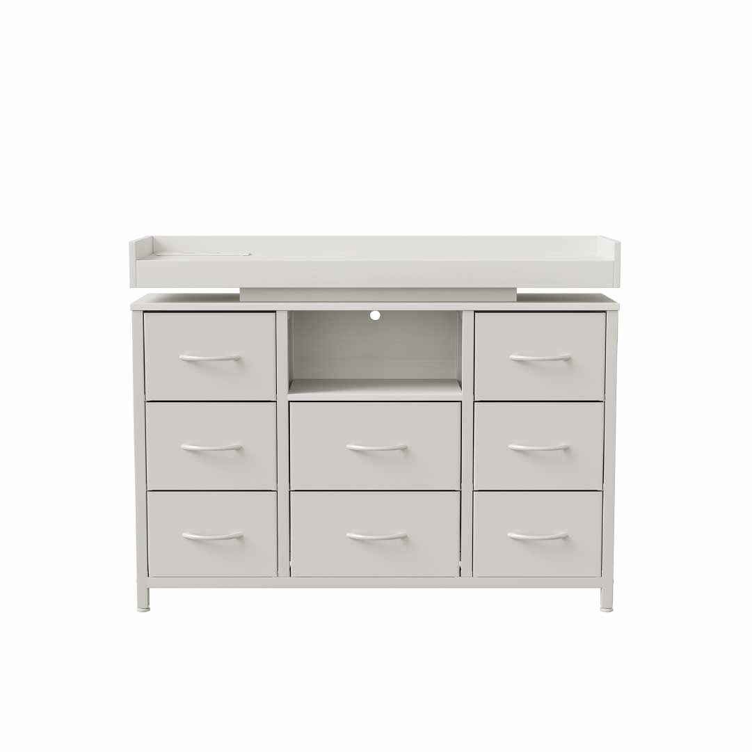 Yelenaro Kommode mit 8 Stoffschubladen & LED Beleuchtung – Sideboard mit Steckdose & USB, Aufbewahrungsschrank modern