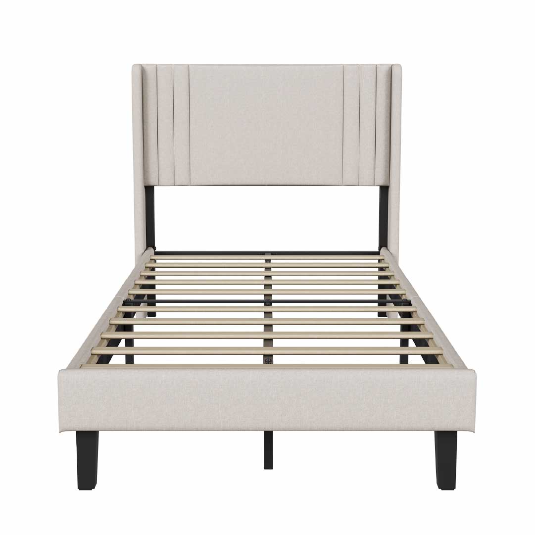 Yelenaro Polsterbett mit Lattenrost 90x200 / 140x200 / 160x200 – Bettgestell mit Metallrahmen & gepolstertem Kopfteil