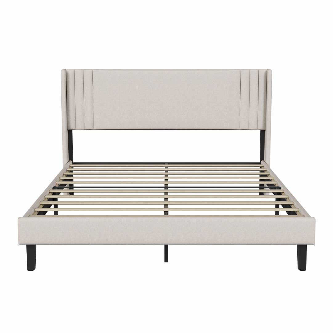 Yelenaro Polsterbett mit Lattenrost 90x200 / 140x200 / 160x200 – Bettgestell mit Metallrahmen & gepolstertem Kopfteil