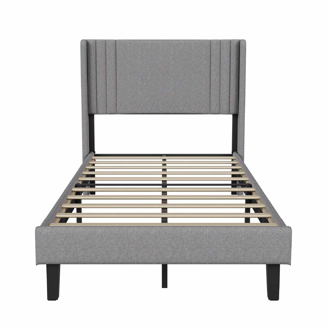 Yelenaro Polsterbett mit Lattenrost 90x200 / 140x200 / 160x200 – Bettgestell mit Metallrahmen & gepolstertem Kopfteil