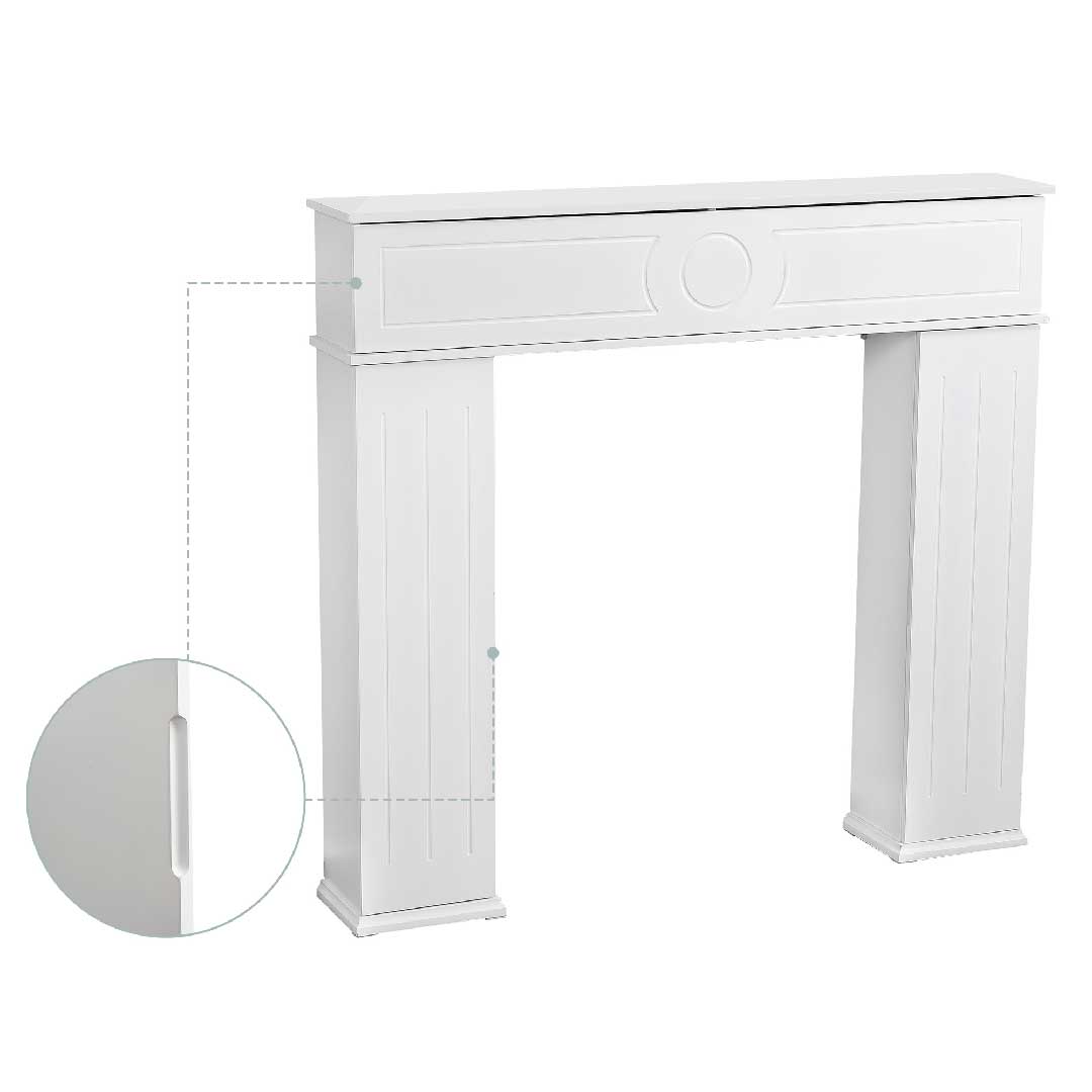 Yelenaro Kaminumrandung Weiß – Dekorative Kaminkonsole mit Stauraum