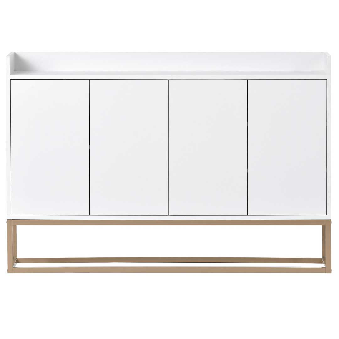 Yelenaro Sideboard 120 cm – Modernes Sideboard Schwarz im minimalistischen Stil mit 4 Türen & Metallbeinen