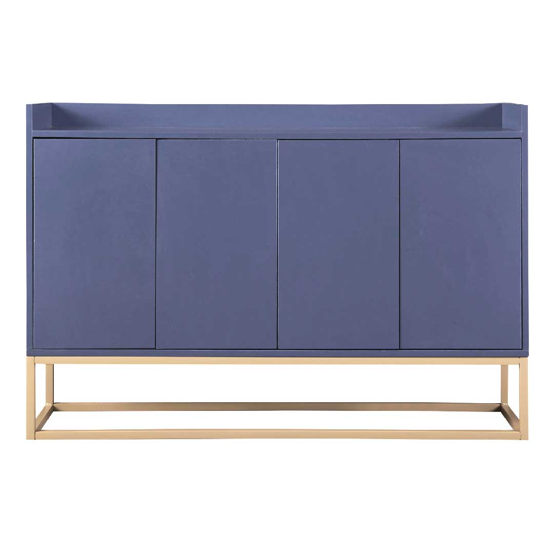 Yelenaro Sideboard 120 cm – Modernes Sideboard Schwarz im minimalistischen Stil mit 4 Türen & Metallbeinen