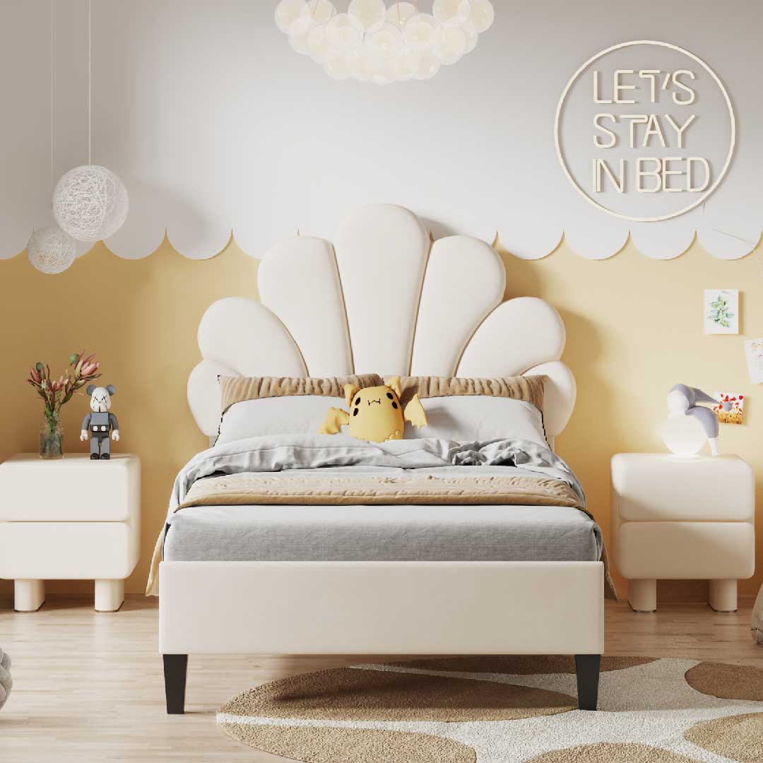 Yelenaro Kinderbett 90x200 – Samt oder LED Wolkenbett für Mädchen