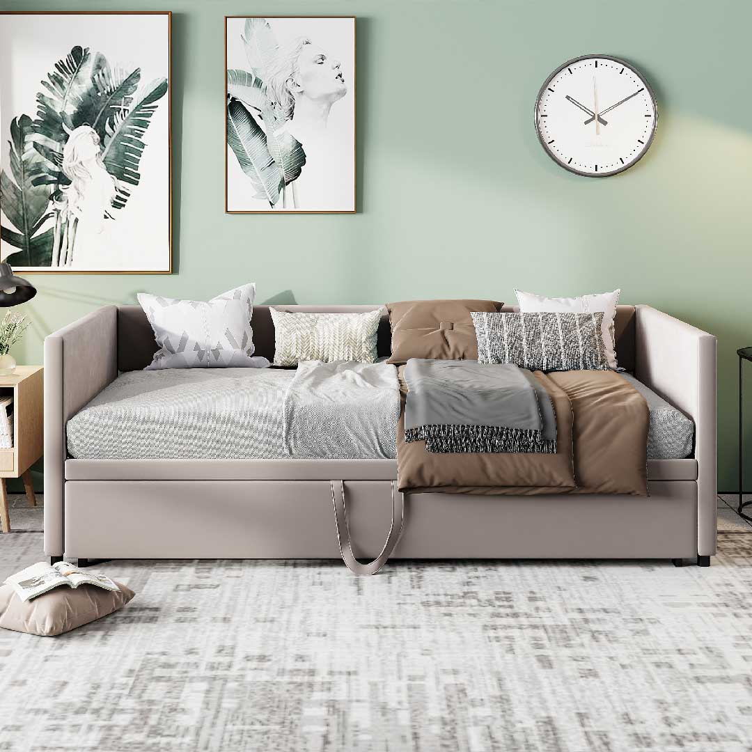 Yelenaro Tagesbett 90/180x200 ausziehbar mit Lattenrost & Samt