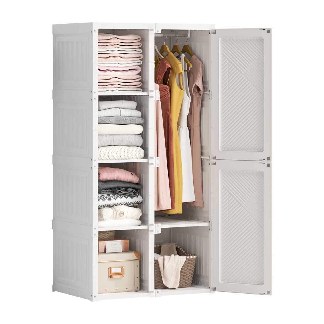 Yelenaro Faltbarer Kleiderschrank 136 cm – Weiß, ohne Montage
