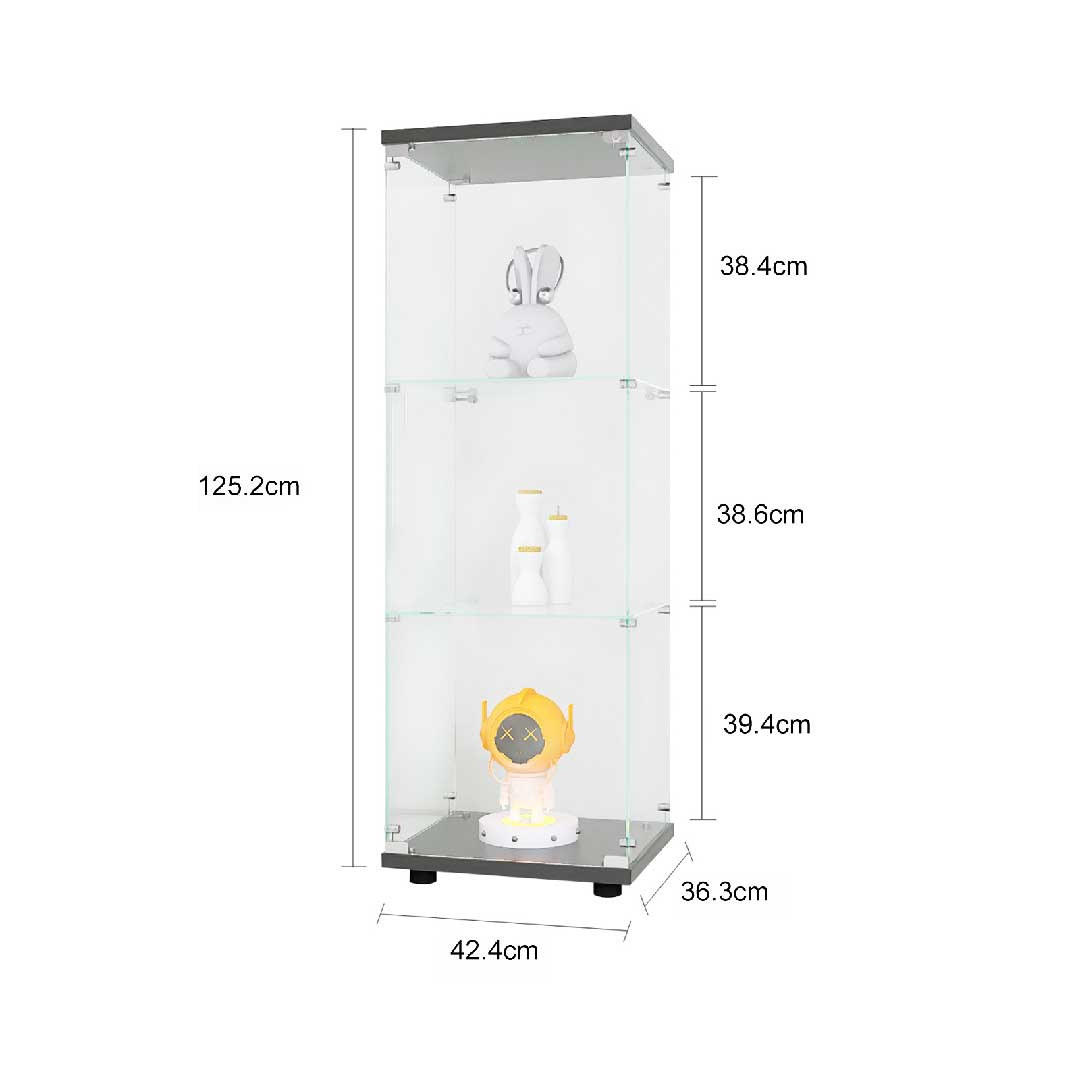 Yelenaro Glasvitrine 125 cm mit LED – Weiß & Schwarz, 3 Böden