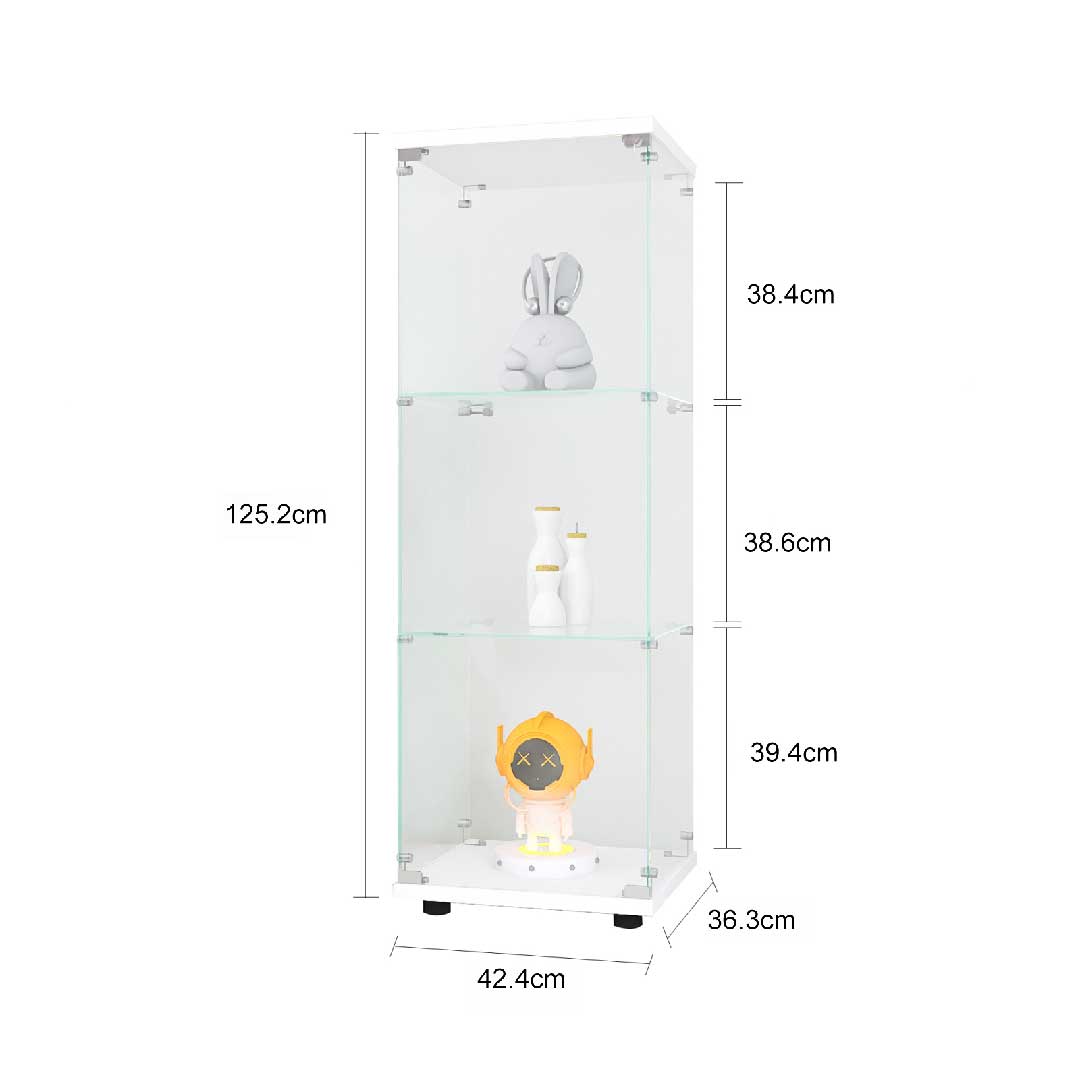 Yelenaro Glasvitrine 125 cm mit LED – Weiß & Schwarz, 3 Böden