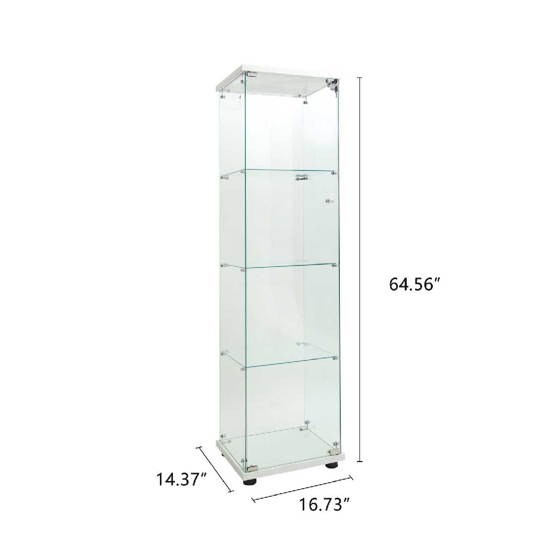Yelenaro Glasvitrine 165 cm mit LED, Weiß & Schwarz, 4 Böden