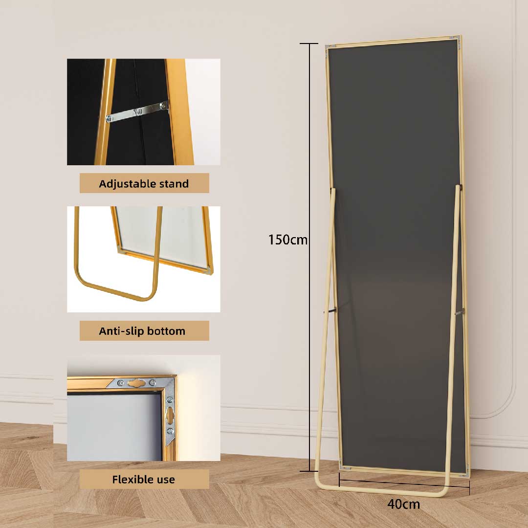 Yelenaro Ganzkörperspiegel 150×40cm Gold/Schwarz, Rechteckig