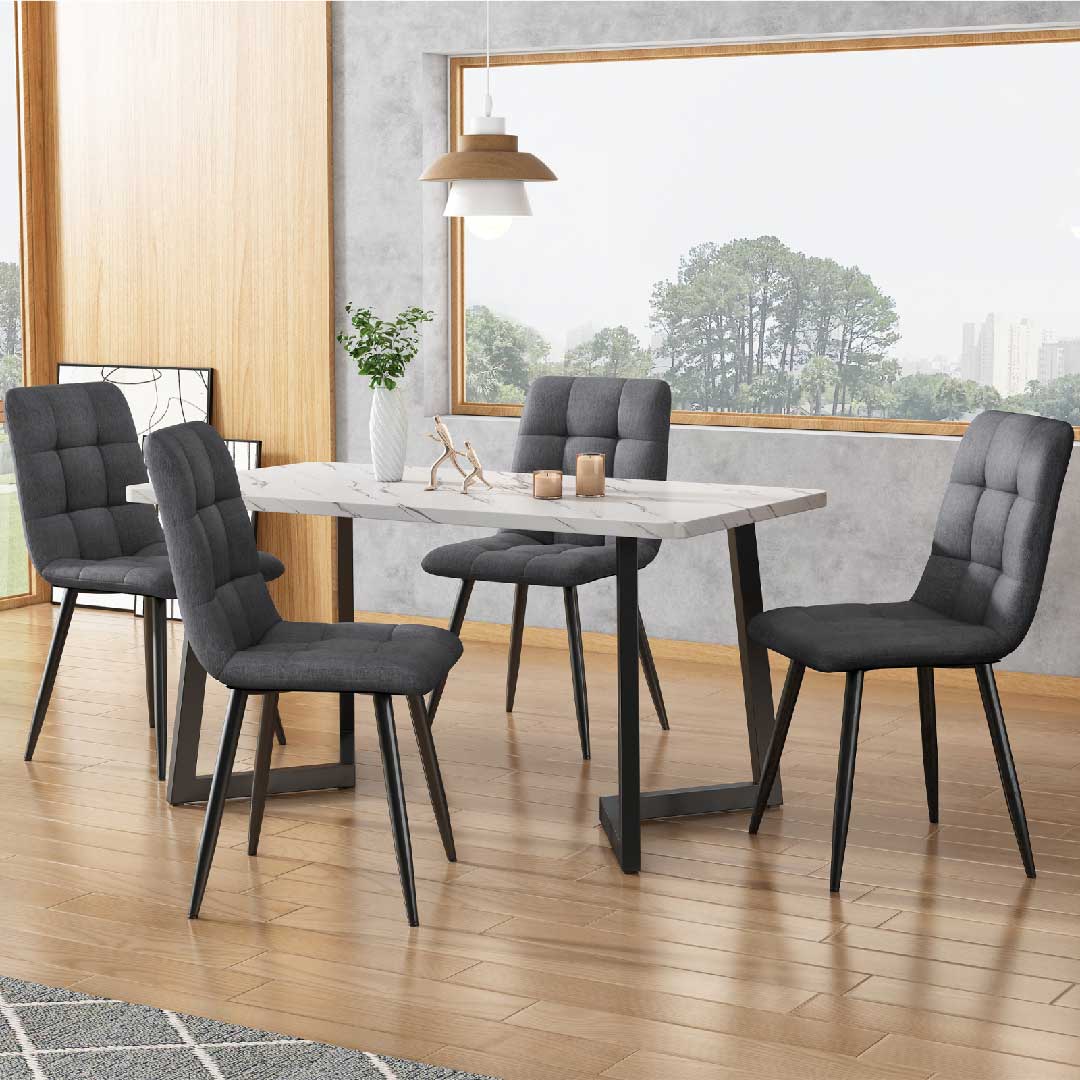 Yelenaro Esszimmerstuhl 4er-Set – Samt & Leinen Polsterstühle mit Rückenlehne, ergonomisch & stabil, modern für Küche & Wohnzimmer