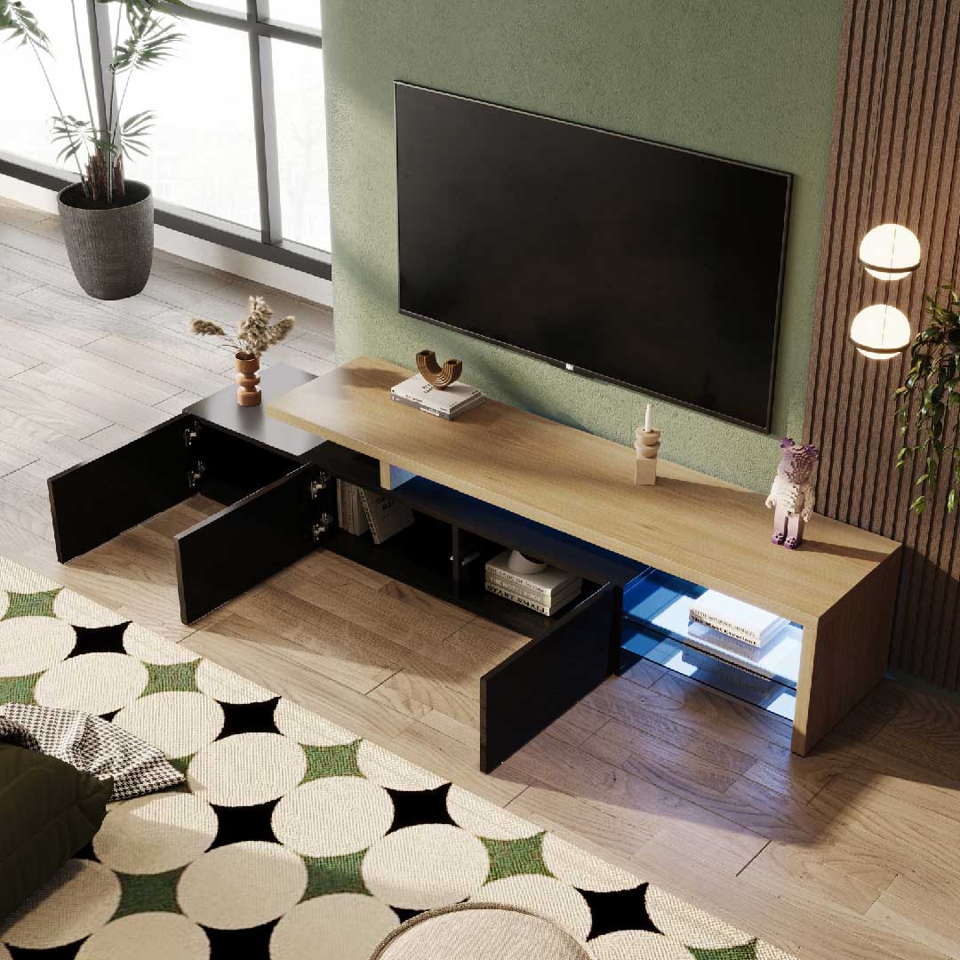 Yelenaro TV-Schrank 200 cm mit LED & Holzoptik