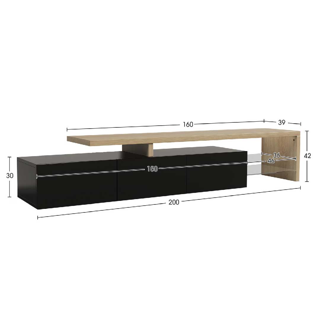 Yelenaro TV-Schrank 200 cm mit LED & Holzoptik